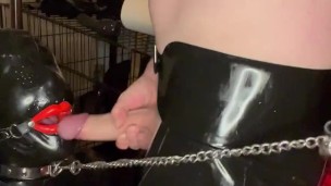 Latex Master Throat Fucks Slave