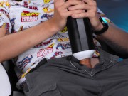 Horny Guy Uses an Auto Blow Toy That Gives his Big Hard Cock a Powerful Orgasm Making his dick throb 4/16