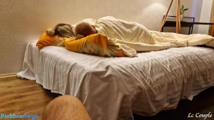 Cuckold husband sharing wife with stranger and having threesome