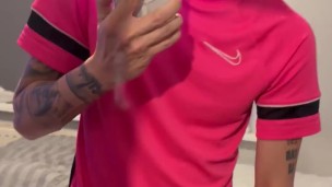 Playing with my big dick and cumming all over my mirror