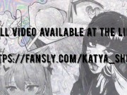 in a mini skirt and stockings helps a guy cum, jerks off a big fat dick 15/16