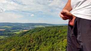 Four cum in a row with beautiful view