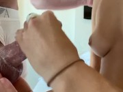 Creamy handjob in hotel room for big cock boyfriend from small tits beaity - Lexy Bounner 7/16