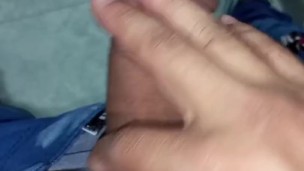 While I was working my thick cock got hard from a whore I saw, I went to the bathroom to jerk off