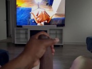 Stroking Black Cock While Watching Own Video and Busting a Fat Nut At The Same Time 3/16