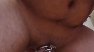 Caged and fucked by machine