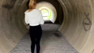Petite blonde gives blowjob and gets fucked during a hike