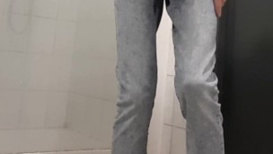 After hours of holding up, I desperately needed to pee. Too late to undress my jeans. A super horny