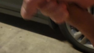 Vigorously rubbing my balls, masterbating & cumming in the garage. Moaning as I jerk off my dick!!