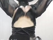 horny goth girl getting a massage in her big boobs, sucking and riding on a dick 🖤 - LunaAoki 14/16