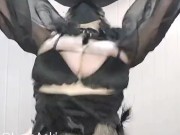 horny goth girl getting a massage in her big boobs, sucking and riding on a dick 🖤 - LunaAoki 15/16