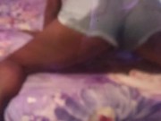 BABE WITH DIRTY FEET PISS ON BED BEFORE HUMPING IN PEE