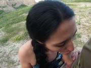 Dirtbike Brunette Sloppy Sucks Cock and Swallows Cum Outdoors 4/16