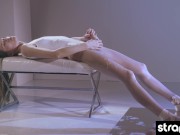 Watch this kinky ballerina masturbate with a big feeldoe dick 15/16