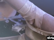 Watch this kinky ballerina masturbate with a big feeldoe dick 16/16