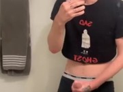 Twink jerks off until he busts on counter 11/16