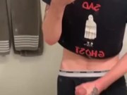 Twink jerks off until he busts on counter 12/16