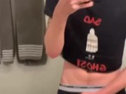 Twink jerks off until he busts on counter 13/16