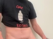 Twink jerks off until he busts on counter 2/16