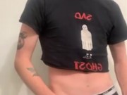 Twink jerks off until he busts on counter 5/16