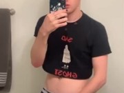 Twink jerks off until he busts on counter 9/16