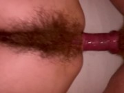 Super hairy MILF do anal and squirt a lot