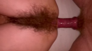 Super hairy MILF do anal and squirt a lot