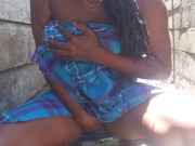 18+ EBONY EXPAT PEE OUTDOOR IN AFRICAN PANGI ASMR SOUND💦