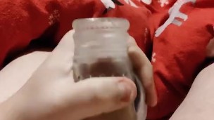 Chub makes his small cock cum with a Wand