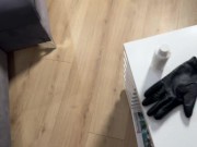 Cute blonde girl tied up with duct tape and got an orgasm 9/16