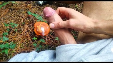 Senderista Se Saca la Polla Buscando Setas🍄y Descarga Se Semen En Una De Ellas