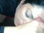 Mature milf stepmom handjob his fat cock on her forehead Big facial 5/16