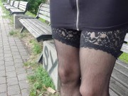 Femboy posing naked butt in a public place 1/16