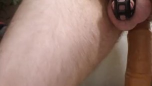 Trailer-- Locked sub boy rides HUGE horse dildo