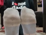 Teasing you with my big feet and spreading my long toes 1/16