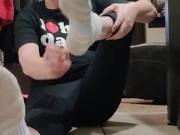 Teasing you with my big feet and spreading my long toes 2/16