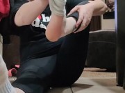 Teasing you with my big feet and spreading my long toes 3/16