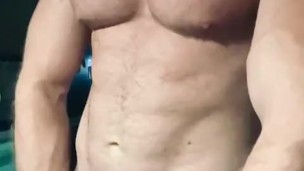 Fit guy strokes a big dick, cum with me