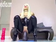 Stretching Out Her Gushing Bucket Hole on XXXL BBC Dildo sicflics 12/16