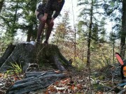 Stockings and high heels mature milf mom pissing outdoor with anus on leash 10/16