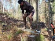 Stockings and high heels mature milf mom pissing outdoor with anus on leash 8/16