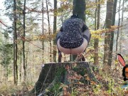 Stockings and high heels mature milf mom pissing outdoor with anus on leash 14/16