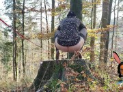 Stockings and high heels mature milf mom pissing outdoor with anus on leash 15/16