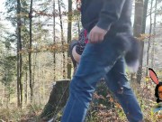 Stockings and high heels mature milf mom pissing outdoor with anus on leash 2/16