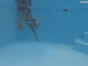 Hungarian petite skinny babe Hermione nude in pool 11/16