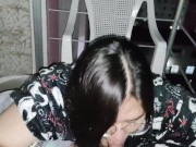 Delicious blowjob on the balcony (I love exhibitionists)