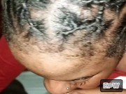 Fingering Hairy Ebony Pussy, she Deepthroated my BBC till I burst a Nut