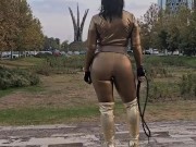 Golden latex catsuit Wonder Woman Halloween 10/16