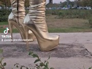 Golden latex catsuit Wonder Woman Halloween 2/16