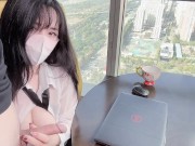 清纯秘书为升职加薪主动献身老板~落地窗前被爆操内射！ 看桃桃完整版视频请关注推特入群哦~ 1/16